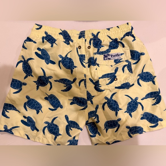 Swim Trunks Mens Size L Sea Turtles By Trunks Surf and Swim Co Yellow Blue - Picture 3 of 3